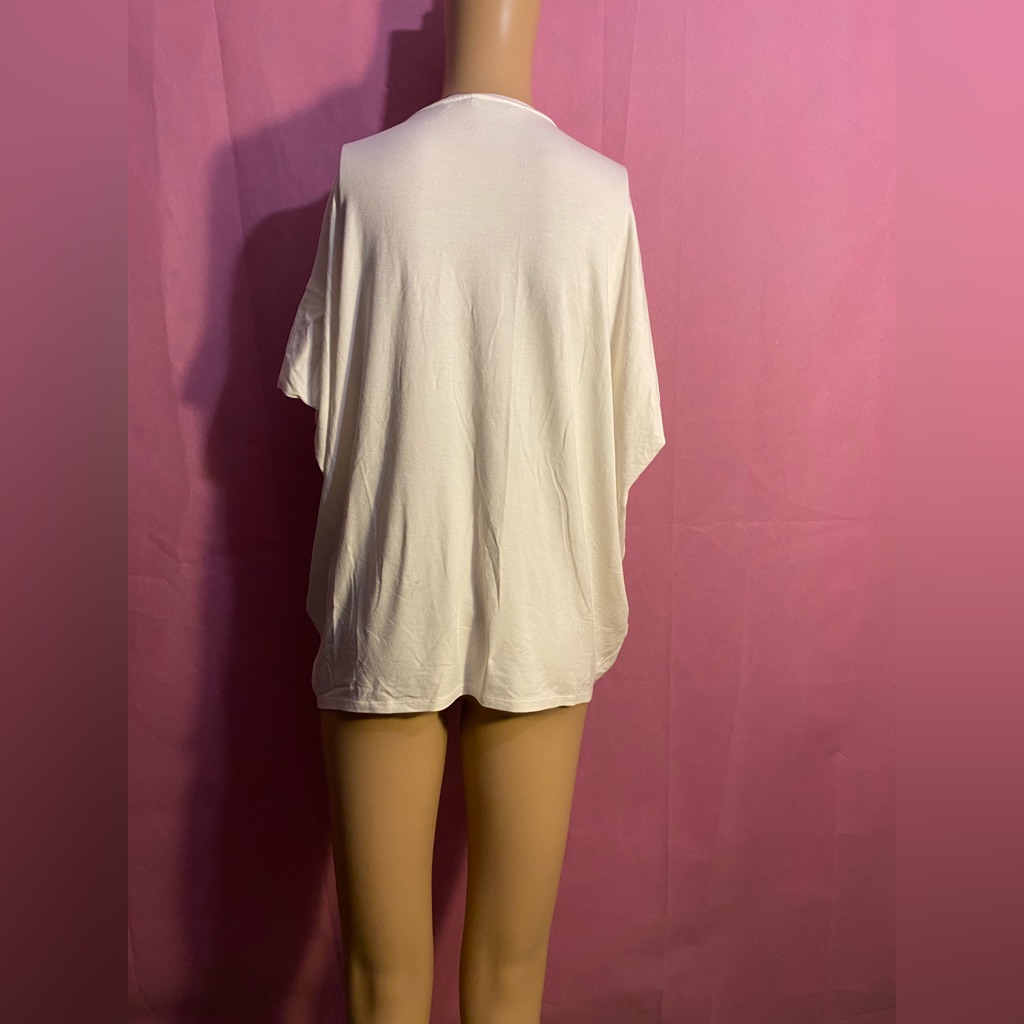 Halston Heritage White Round Neck T-Shirt Blouse